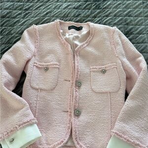 Zara pink tweed blazer xs new condition